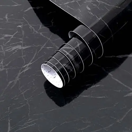 Produktbild: Arthome Schwarz Klebefolie Marmor Folie 44cmx6m Abziehen und Aufkleben Tapete Selbstklebende Vinyl Dekorative Folie für Möbel Schreibtisch, Küche Arbeitsplatte, Regal Liner Cover Oberflächen