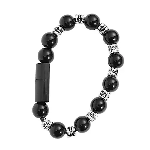Produktbild: ARTIBETTER 1Stk Ladekabel Armband Schnellladung Buntes Ladekabel USB-B-Kabel Handyladegerät universelles Handy-Ladegerät armschlinge Perlenarmband-Ladegerät USB Datenkabel Armband Black