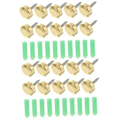 Produktbild: ARTIBETTER 2 Sätze Spiegeldekorschraube Spiegel Schrauben Befestigungen Schrauben Für Werbespiegel Schrauben Der Wandplatte Befestigungselemente Für Spiegelnägel Messing Golden 10 Stück * 2