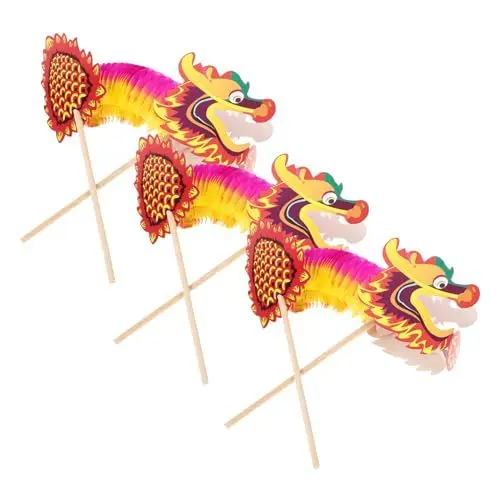 Produktbild: ARTIBETTER 3St Drachentanz DIY-Kits Bausatz chinesische neujahrsdekoration bastelsets+für+kinder spielzeug Material zur Herstellung chinesischer Drachen Drachenmaterial aus Papier Holz