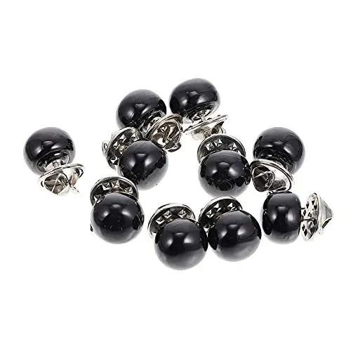 Produktbild: Artibetter 10 Stück Damen-Brosche zum Abdecken von Knöpfen, Sicherheitsbrosche mit Zierknöpfen, Perlenbrosche für Kleidung, Kleid (schwarz)