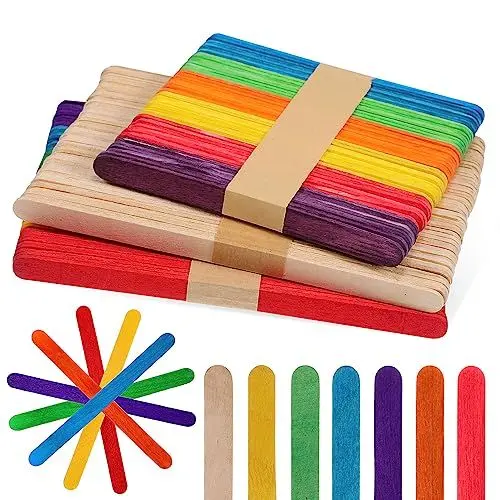 Produktbild: Artibetter 150 Stück Farbige Holz-Bastelstäbchen Holz-Eis Am Stiel Zum Basteln Eiscreme-Jumbo-Stäbchen Für Klassenzimmer Kunstbedarf Diy-Bastelarbeiten