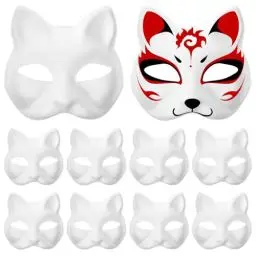 Produktbild: Artibetter 15 Stück weiße Papiermasken, blanko, handbemalt, Pappmaché, Masken, Halloween, Katze, DIY, Tier, unbemalt, Bastel-Masken für Cosplay, Maskenpartys, Kostüm-Zubehör