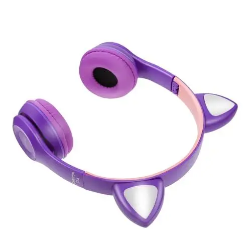 Produktbild: Artibetter 1stk Headset Kabellose Cat-Ear-kopfhörer Over-Ear-kopfhörer Kopfhörer Kabellos Tragbarer Sportkopfhörer USB-kopfhörer Kabellose Sportkopfhörer Katze Kopfhörer Violett Schwamm