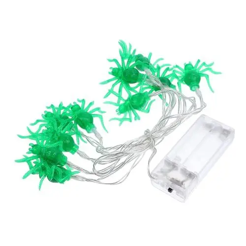Produktbild: Artibetter 1stück Halloween Spinnen Lichterkette Für Party Dekoration Mit Grünen Spinnen Batteriebetriebene Halloween Beleuchtung Für Gruselige