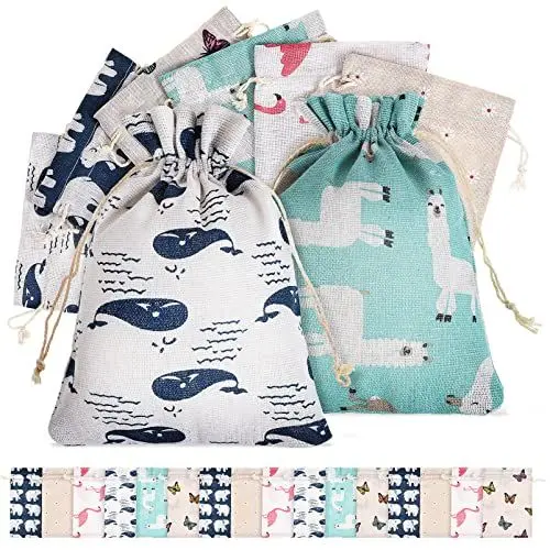 Produktbild: Artibetter 24 Jutesäcke mit Kordelzug Kordelzug Geschenktüten Alpaka Schmetterling Flamingomuster Jutebeutel für Schmuckbeutel Urlaubsbevorzugungen