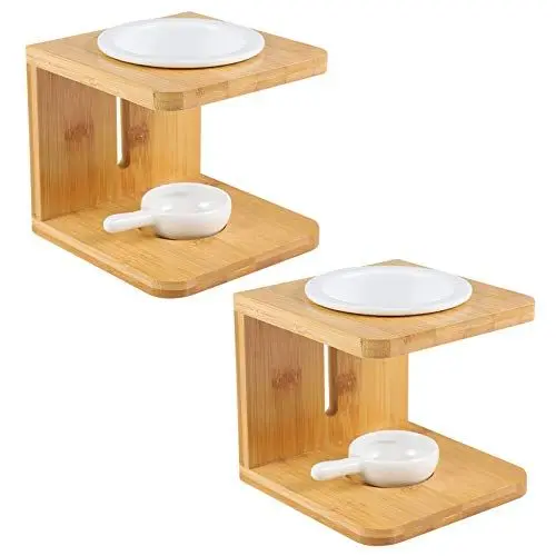 Produktbild: Artibetter 2 Sätze Duftkerzenhalter Kerzenbrenner Aus Holz Brenner Für Ätherische Öle Aus Holz Wärmer Votivsäule Kerze Duftlampe Wachswürfelwärmer Aromatisch Teelicht Weißes Porzellan