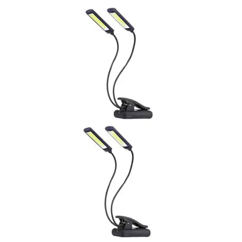 Produktbild: Artibetter 2 Stk Doppelkopf-Buchklemme Grilllampe Doppelkopf-Leseleuchten LED-Lampe nachttischlampe schreibtischlampe tablelamp Schreibtischleuchten Aufstecklampe Schwanenhals-Tischleuchte
