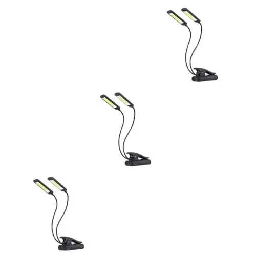 Produktbild: Artibetter 3 Stk Doppelkopf-Buchklemme tragbare Leseleuchte LED-Lampe Aufstecklampe nachttischlampe schreibtischlampe camping light Schreibtischleuchten Grilllampe Schwanenhals-Tischleuchte