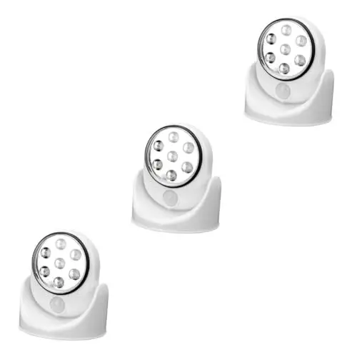 Produktbild: Artibetter 3 Stück 180 Licht Mit Bewegungsmelder Treppenlichter Automatisches Nachtlicht Gartenlampe Batterie Wandleuchten Flurbeleuchtung Bewegungssensor Lipgloss Perlmutt Weiß Rotieren