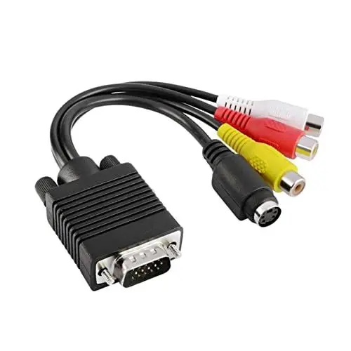Produktbild: Artibetter Adapterkabel Für Tv Zu Fernseher Konverter Video-audiokabel 3-klinken-s-video-ausgang Schwarz Passend Für Laptops Und Desktops