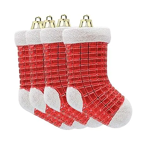 Produktbild: Artibetter 4 Stück Weihnachtsbaum-Anhänger Weihnachtsdekorationen weihnachtssocken Mini-Geschenke Wohnkultur das Geschenk Urlaubsstrümpfe weihnachtsszene schmuck Weihnachten Strumpf Kamin