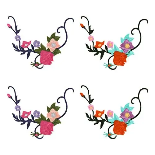 Produktbild: Artibetter 4stücke Blumenförmige Aufnäher Für Kleidung Zarter Stickerei-applikation Zur Reparatur Diy-patches Mit Nähdekor-materialien
