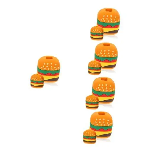 Produktbild: Artibetter 5 Sets Ladekopf Schutzhülle Burger Form Ladegerät Netzteil Hülle Handy Ladegeräte USB Ladekabel Netzteil Gehäuse Kabel Stecker Orange