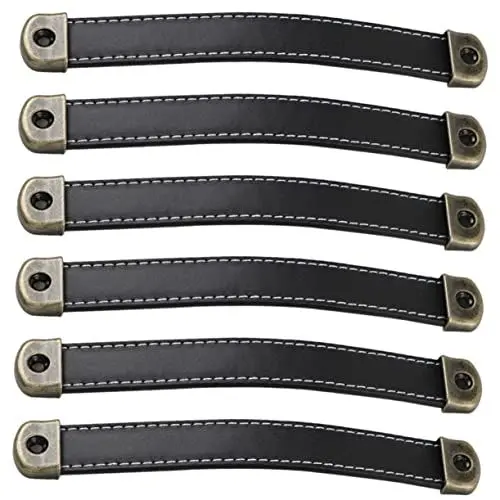 Produktbild: Artibetter 6 Stücke Moderne Stil Leder Pull Griffe Schrank Tür Zieht Einfache Installation Für Möbel