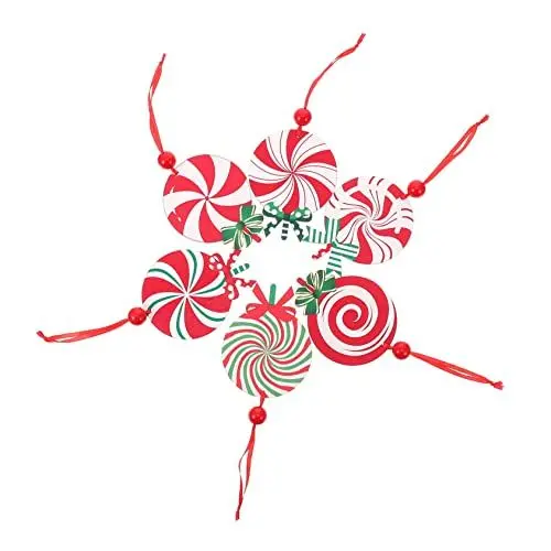 Produktbild: Artibetter 6st Zuckerperlen Holzschild Weihnachtsdeko Hängende Perlen Hölzern Acryl Baby