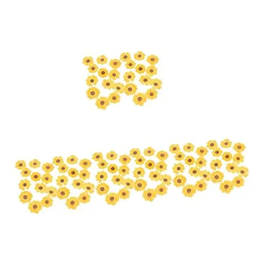 Produktbild: Artibetter 96 Stück Naturhandwerk Kunstdekore Sonnenblumengelbe Formen Pflanzenschmuck Seifenblumen Gepresste Gänseblümchen Sammelalbum Trocken Für DIY-Herstellung Telefon
