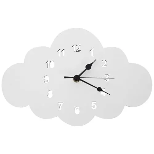Produktbild: Artibetter Bürodekoration Dekor Zarte Wanduhren Praktische Wanduhren Stumme Uhr Wolkenförmige Wanduhr Wolkenförmige Wanduhr Wandbehanguhr Schlafzimmeruhr Aus Holz Ohne Wolke Uhr Büro Weiß