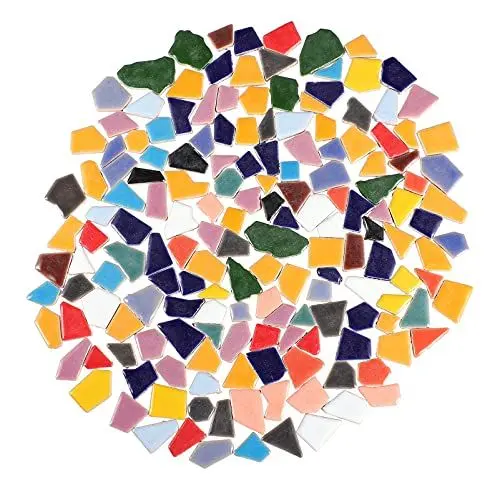Produktbild: Artibetter Fliesenbruch Mosaikfliesen Keramik Unregelmäßig Mosaikstein Bunt Mosaikstücke für DIY Basteln Wand Blumentopf Vasen Bilderrahmen Spiegel Deko 200g Bunt Mosaik Glassteine