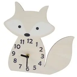 Produktbild: Artibetter Fuchs-Uhr Kinderzimmer-Dekoration Holzbesatz Geräuschlose Uhr Haushalts-Wanddekoration Helle Hausdekoration Aus Holz Für Zuhause