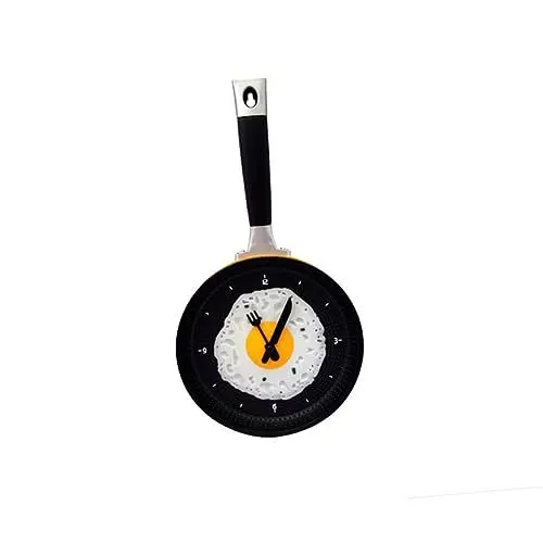Produktbild: Gelbe Wanduhr Wanduhr Wanduhr Wanduhr Bratpfanne Pfanne – Uhr Batterie Gelb Bratdesign Omelette Moderne Wand Zuhause Ohne Ei Wanduhr Bratpfanne Wanduhren Grillplatte