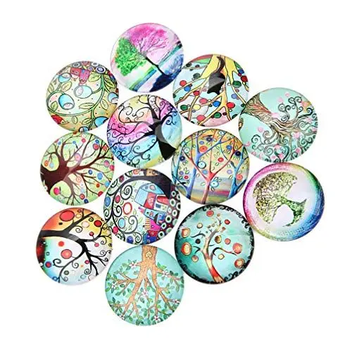 Produktbild: Artibetter Glas Cabochon Glasmosaik Runde Lebensbaum Muster Kristall Glas Halbrund Kuppel Flatback Aufkleber für DIY Basteln Anhänger Schmuck Herstellung 20MM 20 Stück