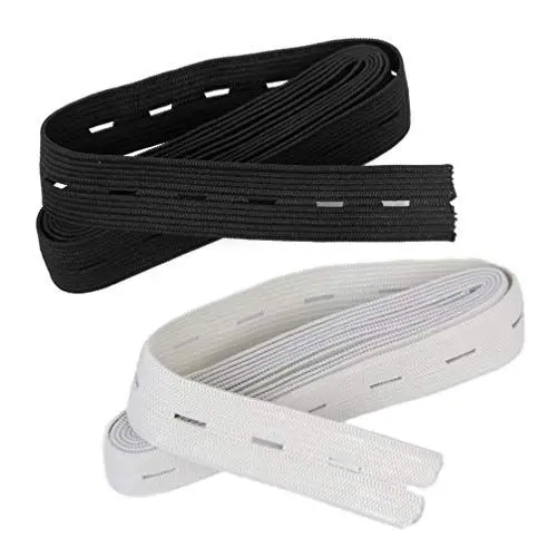 Produktbild: Artibetter Knopfloch Gestrickt Gummiband Elastizität Stretch DIY Nähen Handwerk Kleidung Hose Kleidung Herstellung Seilschnur Bastelzubehör 2Stücke 1. 5M (Weiß + Schwarz)