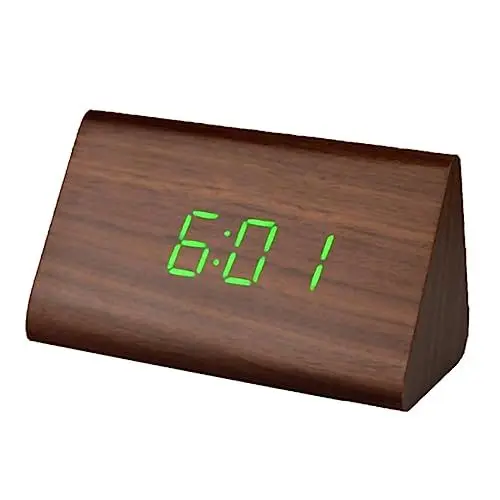 Produktbild: Artibetter Moderne Uhr geführte Uhr Tischuhr Innentemperaturuhr Pfau-Fan handwärmer Kissen Schreibtischlampe Fotorad herrenuhren hölzerne Uhr Uhrenthermometer LED braunes Holz