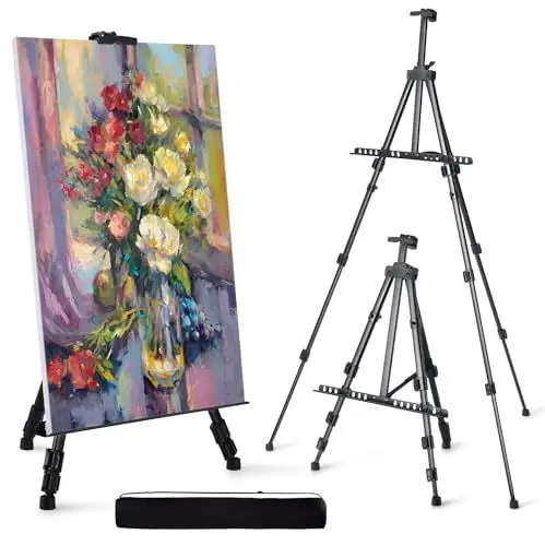 Produktbild: Artify Staffelei 66 Zoll, verstellbare Atelierstaffelei 22-66 Zoll(55-167cm), Stativ zum Malen und Plakatieren mit Tragetasche und Ersatzteilen,1 PACK, schwarz