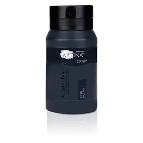Produktbild: Artina Acrylfarben 500 ml Tube Schwarz Crylic - Schnelltrocknende Profi Künstler Acryl Farbe - Malfarbe Wasserfest & Hohe Pigmentierung - Lebendige Farben für Leinwand, Steine, Holz etc