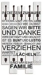 Produktbild: ARTLAND Wandgarderobe Garderobenpaneel Holz mit 8 Haken 63x114 cm Design Garderobe mit Motiv Zitat Zuhause Home Familie Weiß T9FO