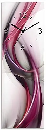 Produktbild: ARTLAND Wanddeko Wanduhr ohne Tickgeräusche Glas Quarzuhr 20x60 cm Rechteckig Lautlos Design Welle Abstrakt Modern Ausgefallen S8UL