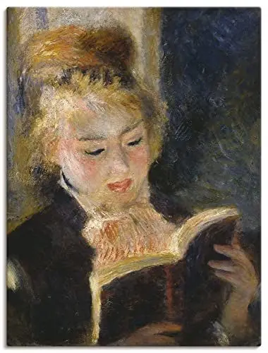Produktbild: ARTLAND Wanddeko Leinwand Bilder Wandbild 45x60 cm Frau Buch Lesendes Mädchen Impressionismus Pierre-Auguste Renoir B5CD