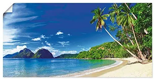 Produktbild: ARTLAND Wanddeko Poster & Kunstdrucke Wandposter 100x50 cm Karibik Strand Südsee Palmen Sand Insel Himmel Natur Sommer Urlaub S9HV