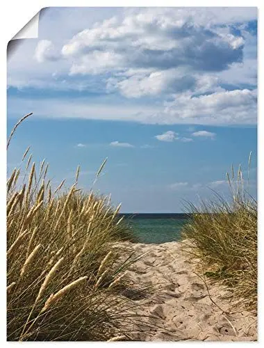 Produktbild: ARTLAND Wanddeko Poster & Kunstdrucke Wandposter 45x60 cm Strand Meer Küste Düne Gräser Himmel Maritim Wolken Ostsee S7VQ