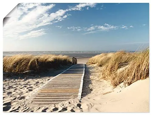 Produktbild: ARTLAND Wanddeko Poster & Kunstdrucke Wandposter 80x60 cm Strand Meer Maritim Düne Gräser Nordsee Landschaft Langeoog Steg T5RM