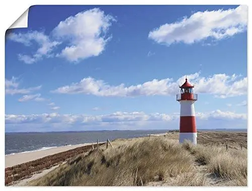 Produktbild: ARTLAND Wanddeko Poster & Kunstdrucke Wandposter 80x60 cm Strand Meer Maritim Küste Leuchtturm Sylt Nordsee Düne Himmel T9ML