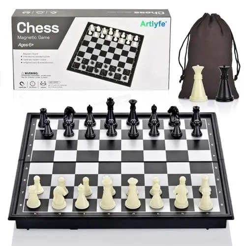 Produktbild: Artlyfe Schachspiel Magnetisch - Hochwertiges Magnetisches Schach, Tragbares und Faltbares Schachbrett - Schachspiel für Kinder, Erwachsene, Party und Reisen（2 Zusätzlichen Königinnen ）