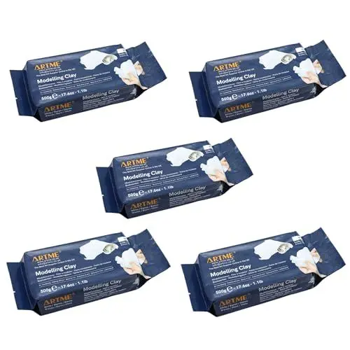 Produktbild: ARTME Lufthärtende Modelliermasse Weiß 2500g(500g x 5) Formmasse für Kunst und kreatives Basteln - Lufttrocken, Einzelverpackung