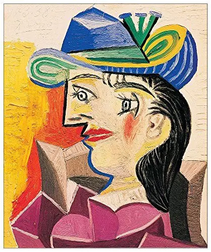Produktbild: Artopweb TW17257 Picasso-Woman with A Blue Hat Dekorative Paneele, Holz, Multifarbiert, Maßnahmen: 53 x 63 cm
