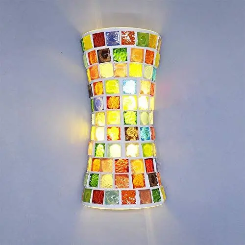 Produktbild: Artpad Modernes Böhmisches Glasmalerei-Wand-LED-Licht (33 cm) Auf- und Ab-Doppellicht für Treppen Schlafzimmer Wohnzimmer Aufputzleuchten 220 V Marokkanisch Arabisch Orientalisch l Handgefertigt