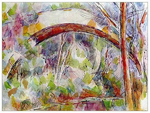 Produktbild: ArtPlaza Cezanne Paul - River at The Bridge of Three Sources, Dekorative Paneele, Holz, Mehrfarbig, 80 x 1.8 x 60 cm