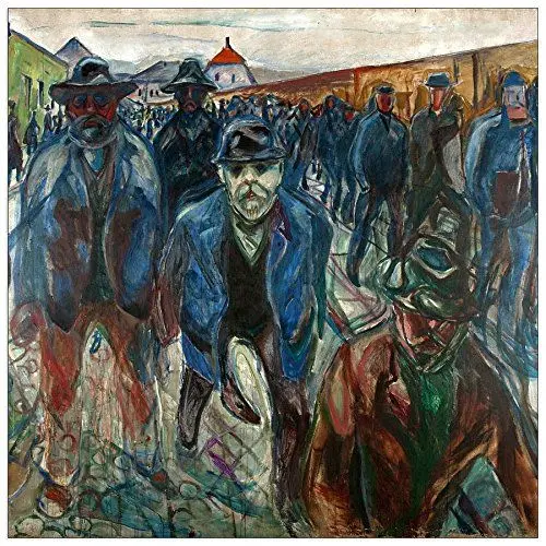 Produktbild: ArtPlaza Munch Edvard - Workers on Their Way Home, Dekorative Paneele, Holz, Mehrfarbig, 70 x 1.8 x 70 cm