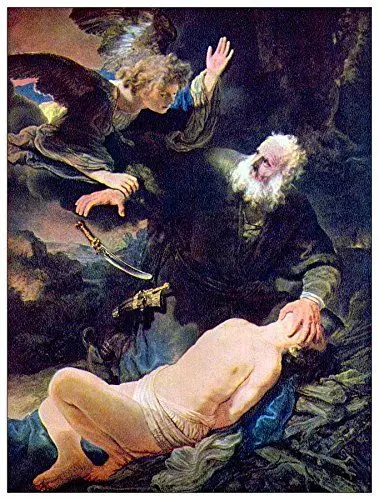 Produktbild: ArtPlaza Rembrandt - Angel Prevents The Sacrifice of Isaac, Dekorative Paneele, Holz, Mehrfarbig, 60 x 1.8 x 80 cm
