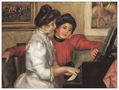 Produktbild: ArtPlaza Renoir Pierre-Auguste - Yvonne and Christine Lerolle at The Piano, Dekorative Paneele, Holz, Mehrfarbig, 80 x 1.8 x 60 cm