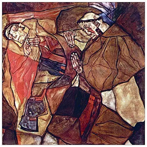 Produktbild: ArtPlaza Schiele Egon - Agony The Death Struggle, Dekorative Paneele, Holz, Mehrfarbig, 30 x 1.8 x 30 cm
