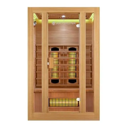 Produktbild: Artsauna Infrarotkabine Nyborg S120V Vollspektrumstrahler, 2 Personen, 120x105x190 cm, LED Farblicht & Glastür, Infrarotsauna Wärmekabine Sauna