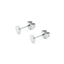 Produktbild: Artskin Damen Gold Ohrringe Titan Ohrstecker für Männer Ohrring Mädchen Kinder Ohrringe 5 mm S925 Silber Rund Flach Hypoallergen Ohrringe Ohrstecker (5mm, Silber)