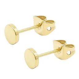 Produktbild: Artskin Damen Gold ohrringe Titan Ohrstecker für Herren Ohrring Mädchen Kinder Ohrringe 5mm 14k Gold Rund Flach Hypoallergen Ohrringe Ohrstecker (5mm, Gold)