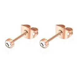 Produktbild: Artskin Damen Ohrstecker Herren Mädchen Ohrringe Titan Hypoallergen Nickelfrei 3mm Roségold S925 Sterling Silber Ohrringe für empfindliche Ohren